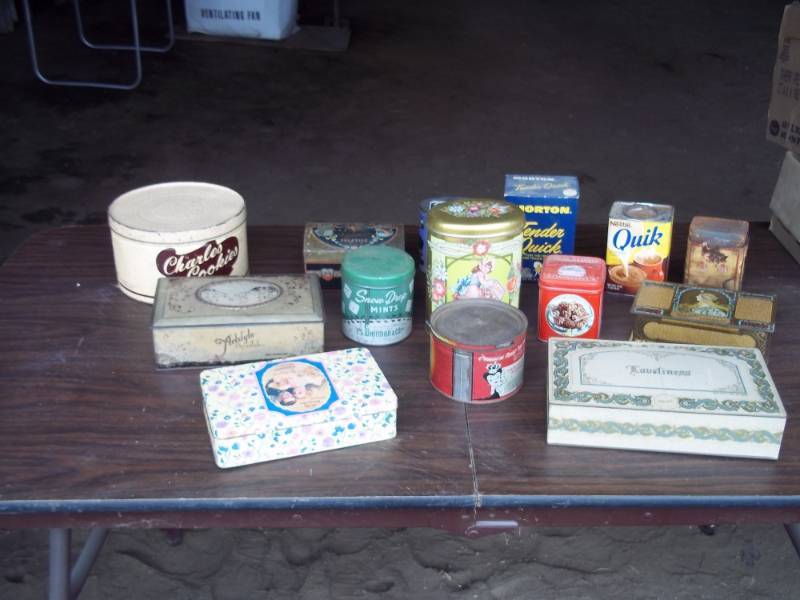 lot 59 image: Lot of Collectible Tins including empress coffee, Quick, etc