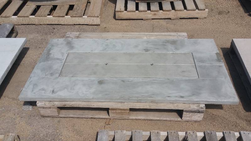 lot 15 image: Rectangle Wood Grain Concrete Tabletop w Insert