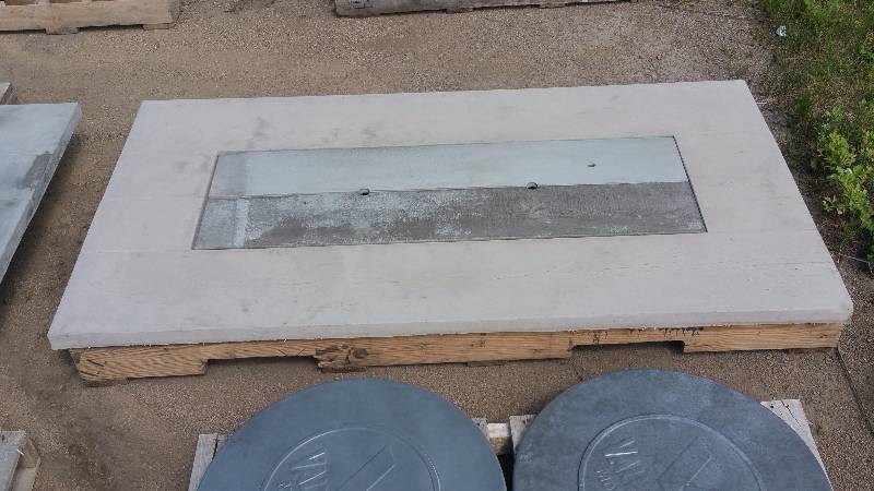 lot 16 image: Rectangle Wood Grain Concrete Tabletop w Insert