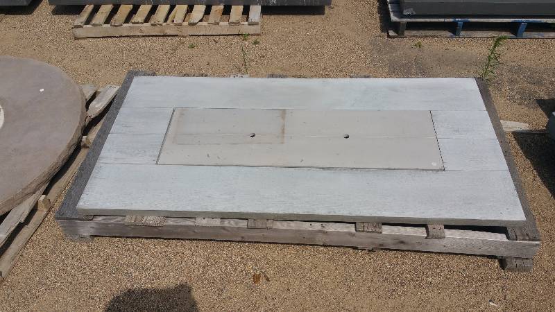 lot 19 image: Rectangle Wood Grain Concrete Tabletop w Insert