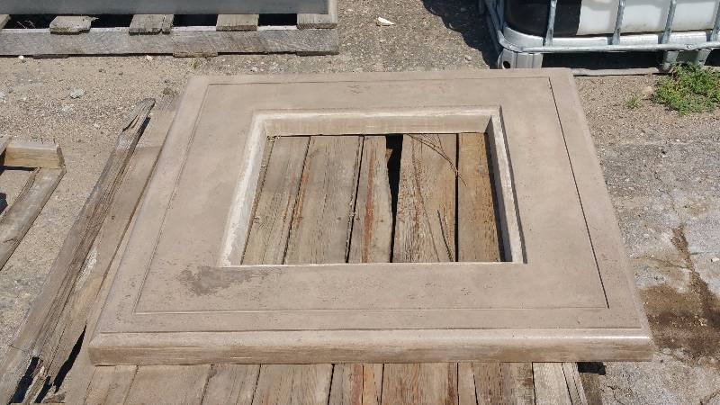 lot 42 image: Square Concrete Table Top w Accent Groves & Rounded Edges