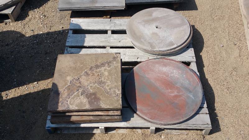 lot 48 image: (13) Various Square and Circular Concrete Pieces