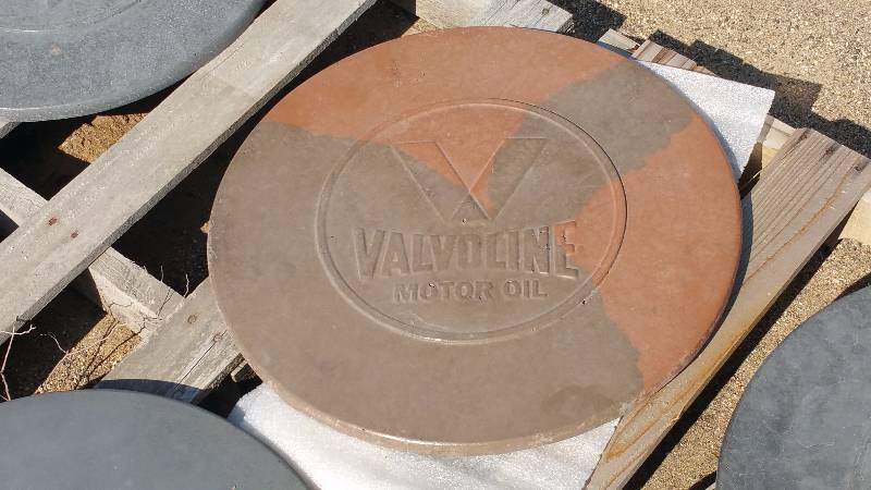 lot 105 image: Valvoline Oil Concrete Paver  Yard Art  Wall Hanging