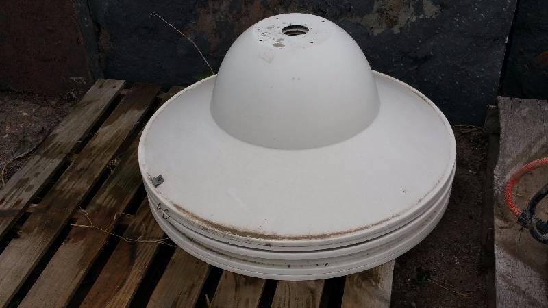 lot 158 image: (6) Large Metal Industrial Light Shades - White