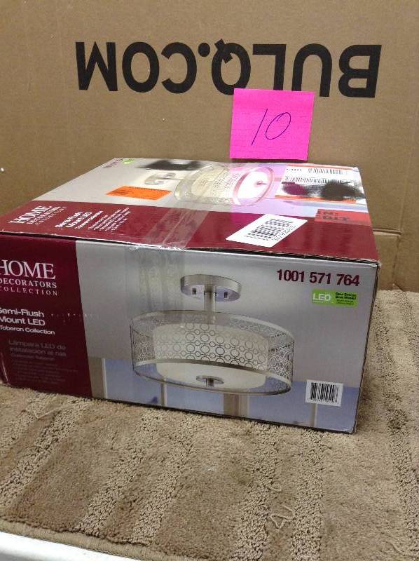 Home Decorators Collection 1-Light Brushed Nickel LED Semi-Flush Mount Light. New