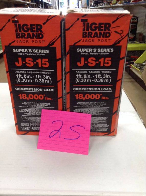 Set of 2  Tiger Brand Super S 15 in. Jack Post Model#  J-S-15  open box never used