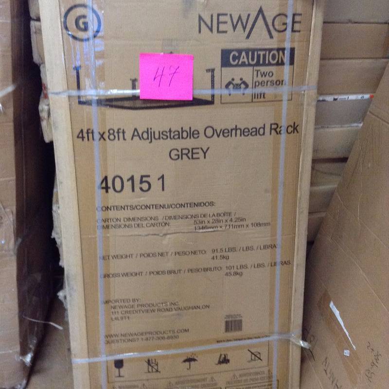 NewAge Products Performance 96 in. L x 48 in. W x 42 in. H Adjustable VersaRac Ceiling Storage Rack in Gray Model#  40151  open box never used
