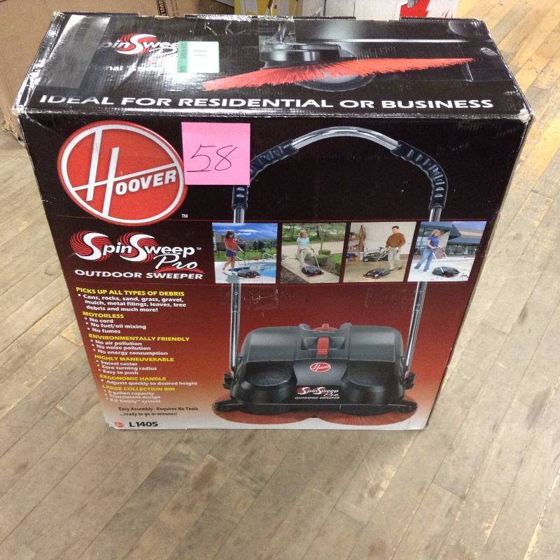 Hoover Commercial SpinSweep 18 In. Pro Outdoor Sweeper Model#  L1405  open  box never used