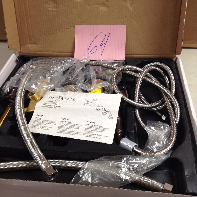 Pegasus Bamboo 3-Handle Roman Tub Faucet with Hand Shower in Heritage Bronze open box never used