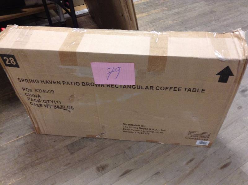 Hampton Bay Spring Haven Brown All-Weather Wicker Patio Coffee Table open box never used