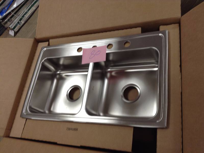 Elkay PSR33194 33 Inch Top Mount Double Bowl Stainless Steel Sink with 20-Gauge, 7-14 Inch Bowl Depth, 19-12 Inch Length open box never used