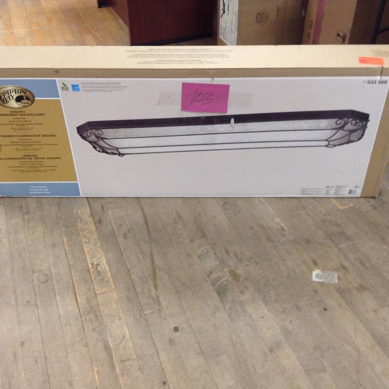 Hampton Bay Saguro 4-Light Russet Fluorescent Ceiling Flushmount Model#  HBF1330-280 open box never used