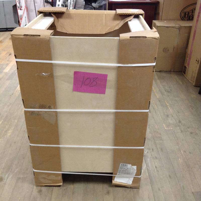 Home Decorators Collection Hallmark Assembled 24x34.5x24 in. Sink Base Kitchen Cabinet with False Drawer in Arctic White open box never used