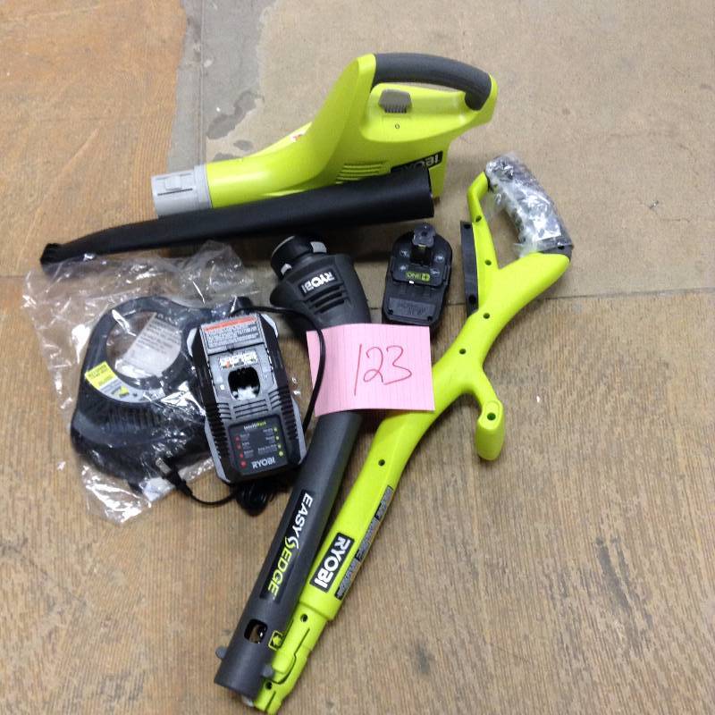 Ryobi ONE 18V Electric 10-inch String Trimmer and Blower in like New working conditions