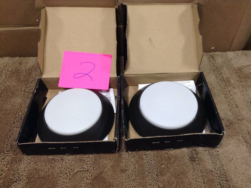 Set of 2 Lithonia Lighting Versi Lite 1 Light Flush Mount, Bronze  open box never used