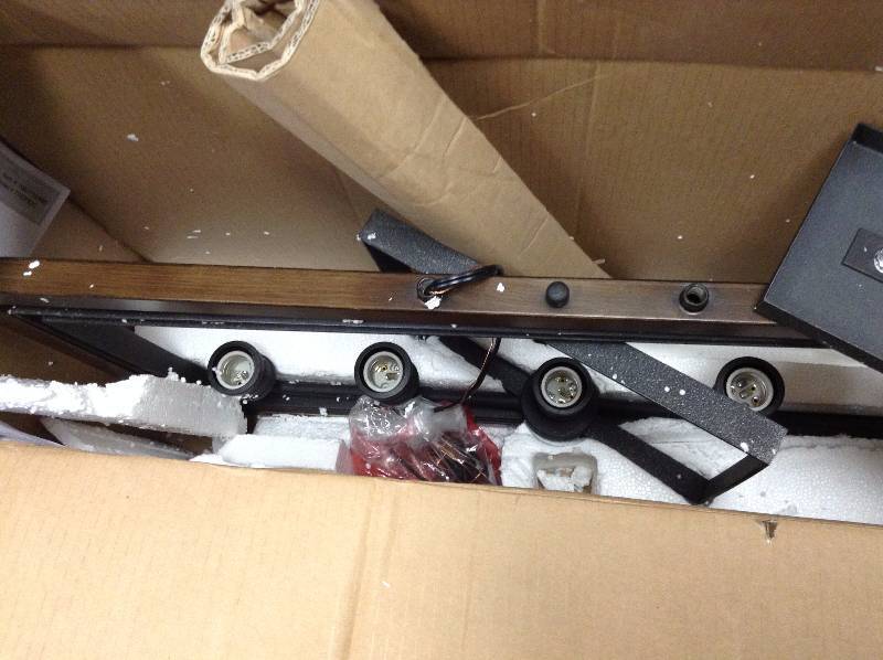 Home Decorators Collection Palermo Grove Collection 5-Light Black Gilded Iron Linear Chandelier.  Open box never used