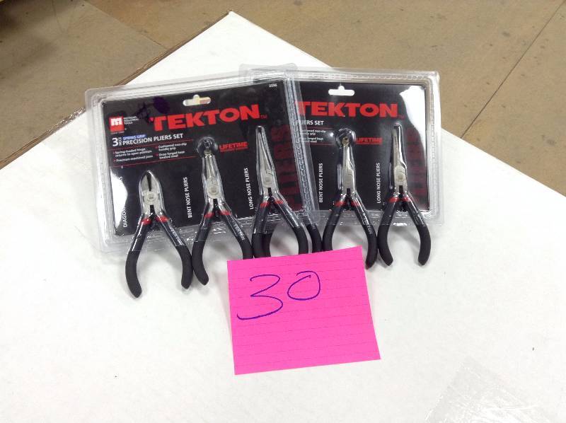 Set of 2 TEKTON 3596 Precision Pliers Set, 3-Piece  New