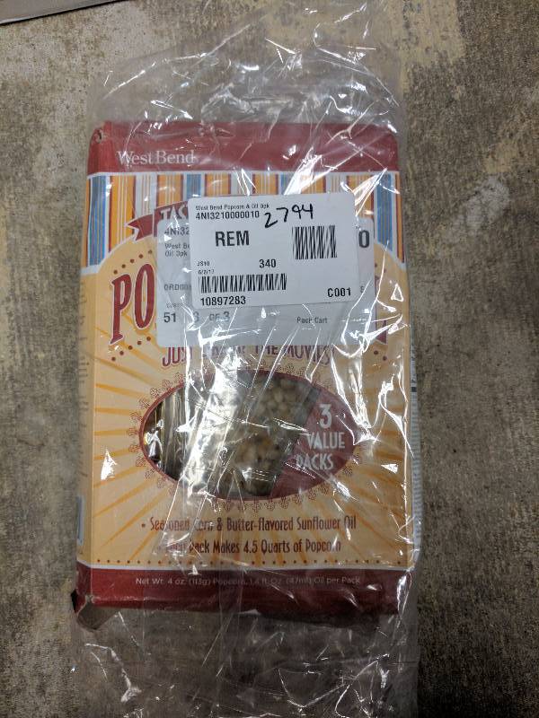 lot 15 image: West Bend Popcorn & Oil 3pk