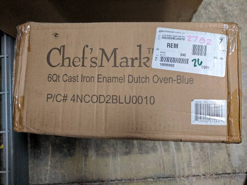 lot 26 image: Chef�s Mark 6-Qt. Porcelain Enamel Cast Iron Dutch Oven Collection - Blue