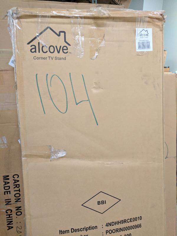 lot 104 image: ALCOVE CORNER TV STAND cherry