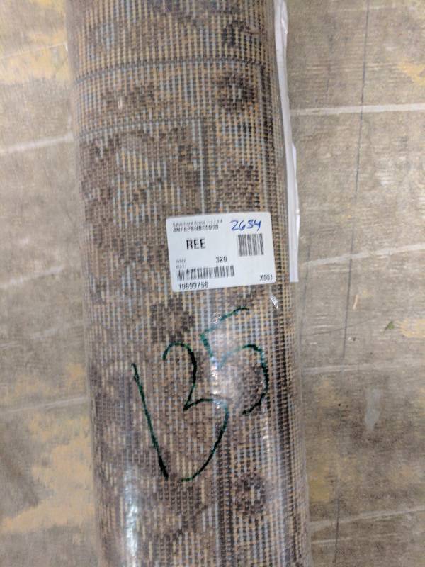 lot 135 image: Dallas Floral Kirman Area Rug 111 x 33 Ash Beige