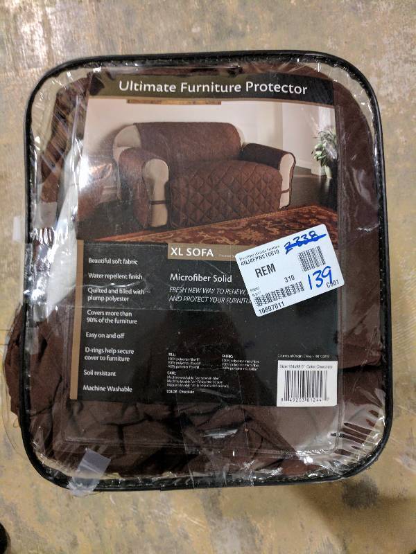 lot 139 image: Innovative Textile Solutions Microfiber Ultimate XL Sofa Protector - Chocolate