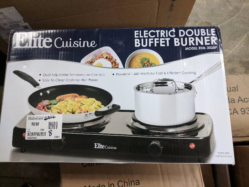 lot 8 image: Electric Double Buffet Burner Black