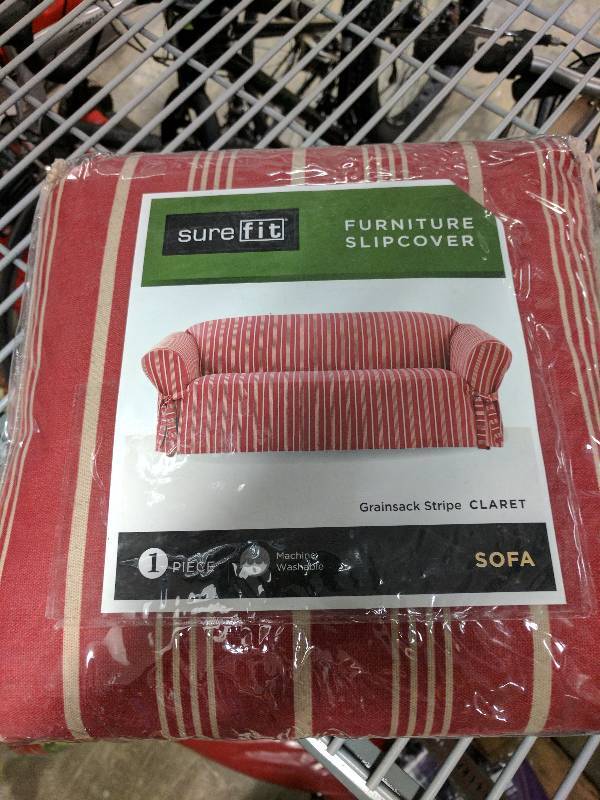lot 175 image: Sure Fit Grainsack Stripe Sofa Slipcover