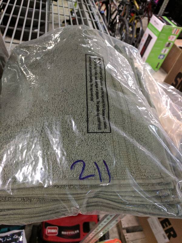 lot 211 image: McLeland Design Micro Cotton 10pc Washcloth Set - Olive