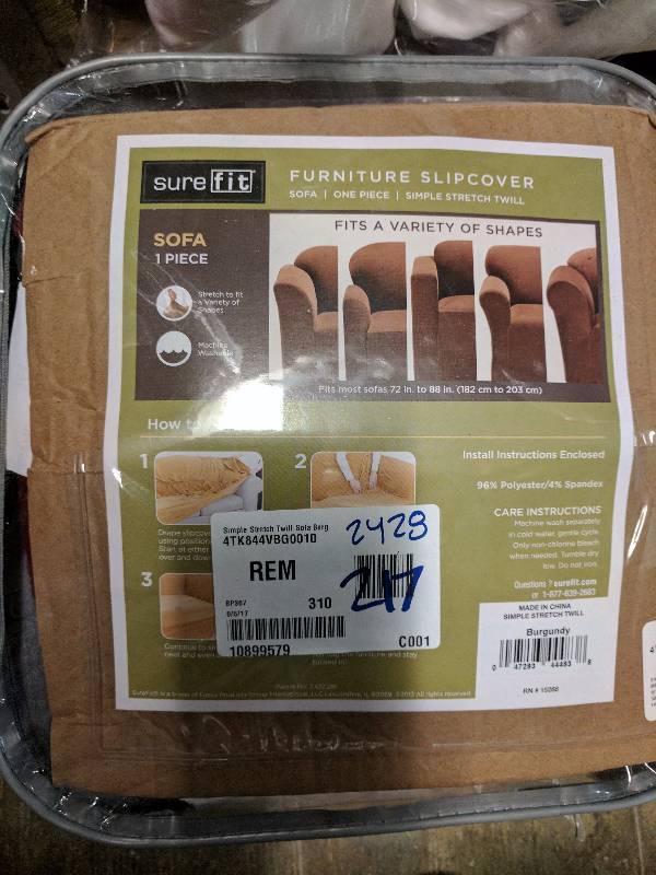 lot 217 image: Sure Fit Simple Stretch Twill Sofa Slipcover - Burgundy