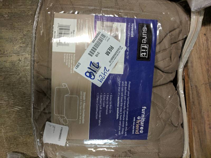 lot 218 image: Sure Fit Microfiber Nonskid Pet Loveseat Cover - Sable