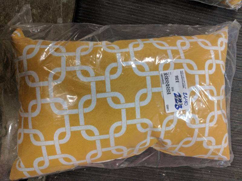 lot 223 image: Majestic Home Goods Links Small Pouf, IndoorOutdoor - Yellow