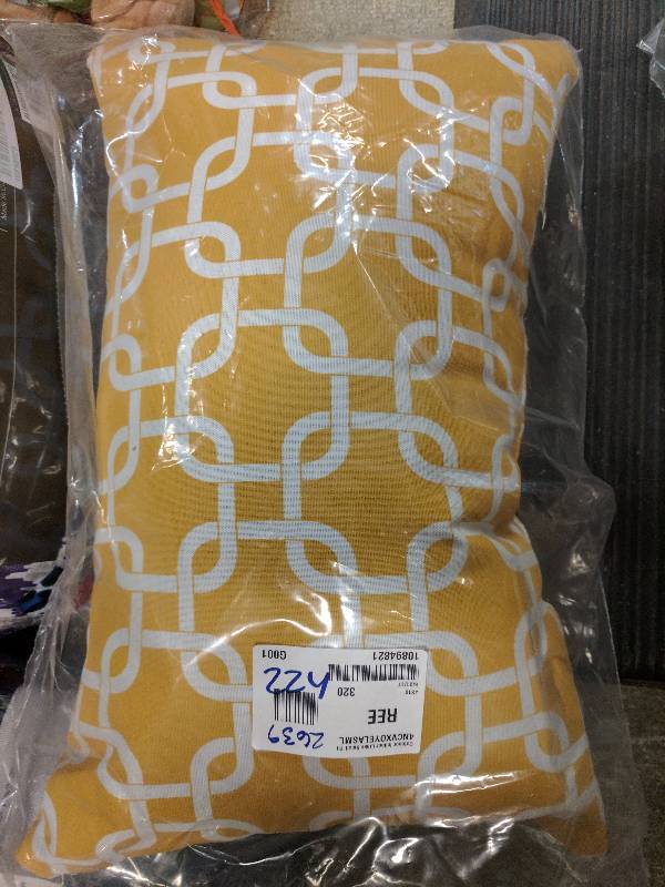 lot 224 image: Majestic Home Goods Links Small Pouf, IndoorOutdoor - Yellow