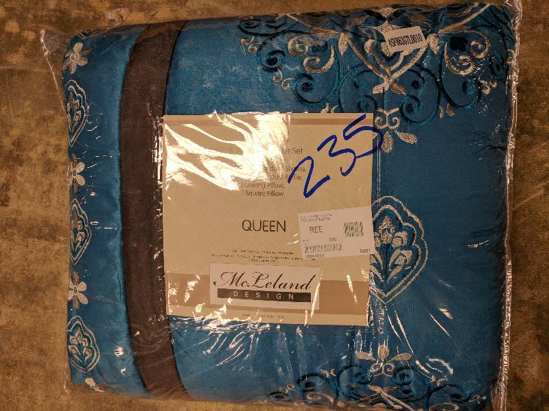 lot 235 image: McLeland Design Rowen 8-Pc. Embellished Comforter Set - Queen Teal