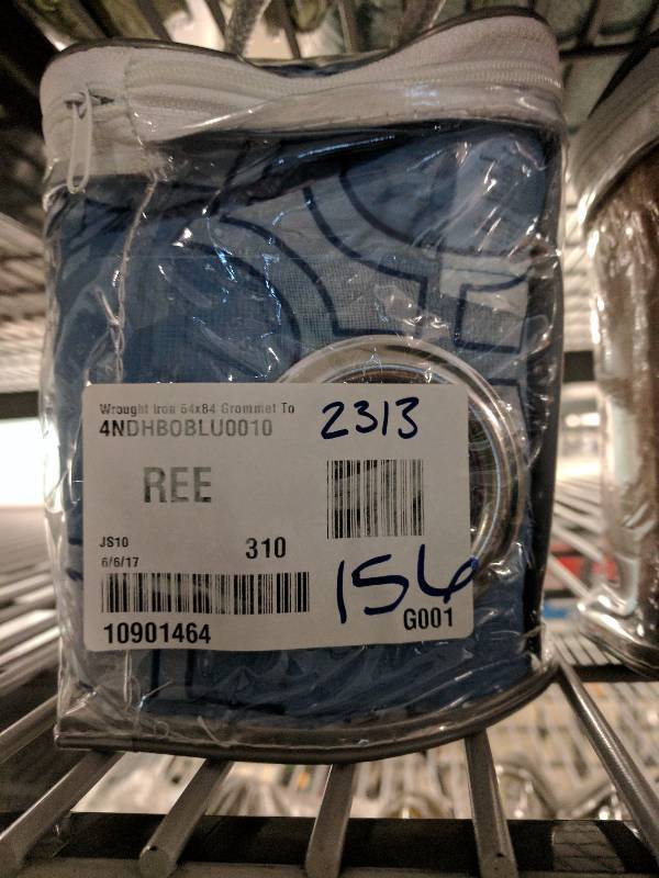 lot 156 image: Outdoor Decor Wrought Iron Grommet Top Panel 54 x 84 - Blue