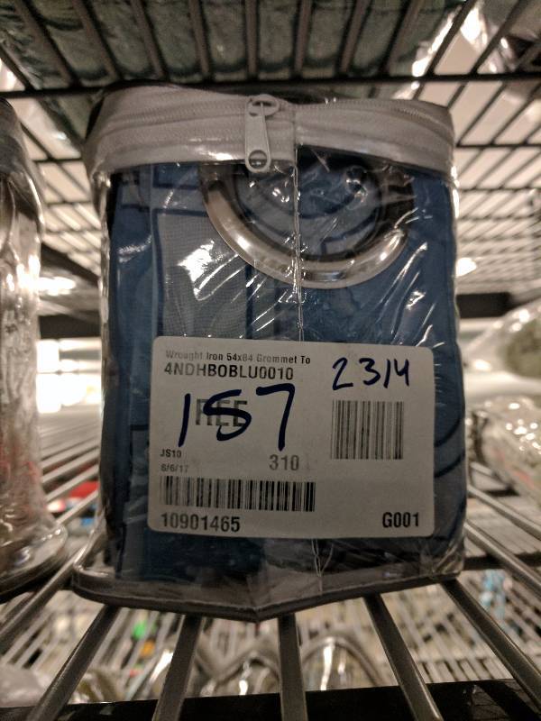 lot 157 image: Outdoor Decor Wrought Iron Grommet Top Panel 54 x 84 - Blue