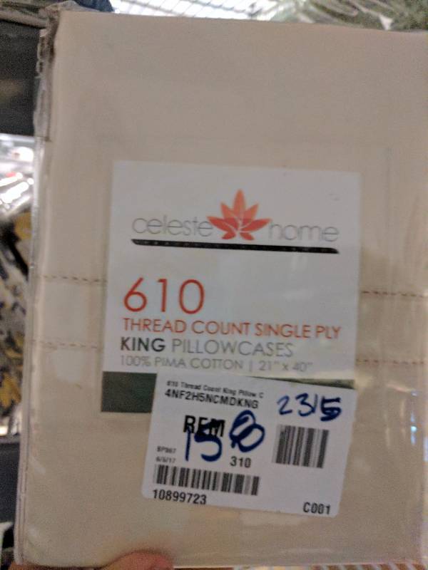 lot 158 image: Pointehaven 610 Thread Count Pillowcase Set - Cream, King