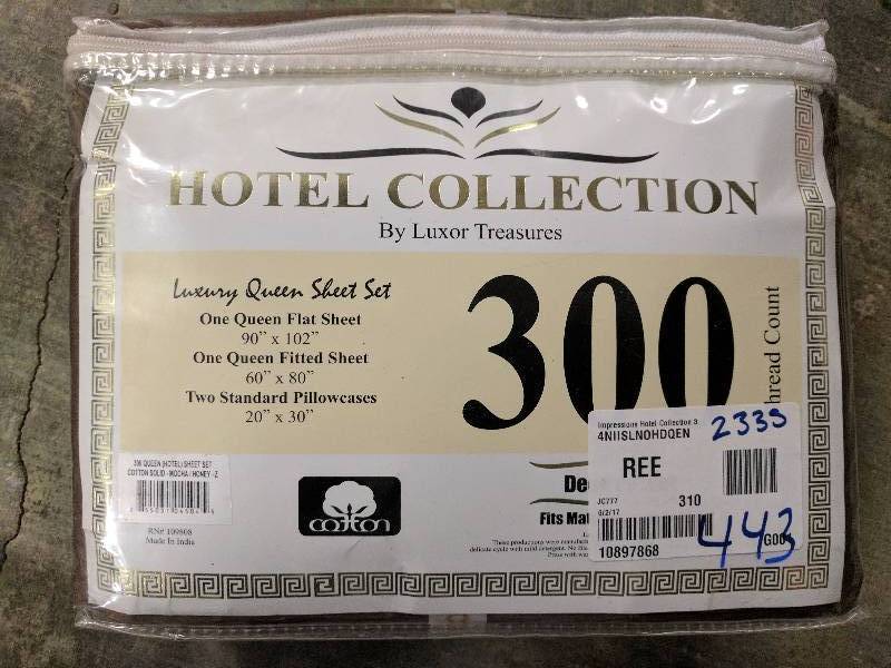 lot 443 image: Impressions Hotel Collection 300 Thread Count Cotton Sheet Set - MochaHoney, Queen