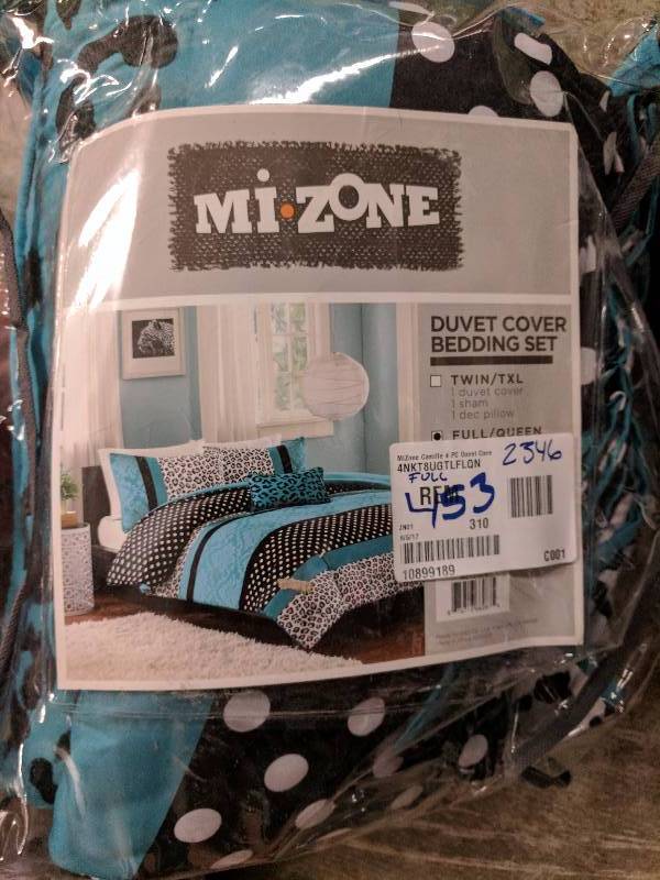 lot 453 image: MiZone Camille 4 PC Duvet Cover Set - Teal FullQueen