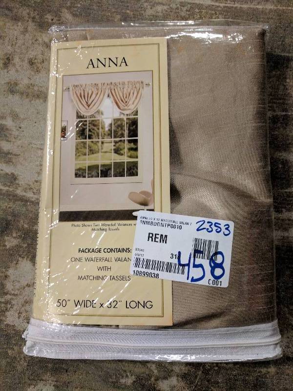 lot 458 image: United Anna 50 x 32 Waterfall Valance - Taupe