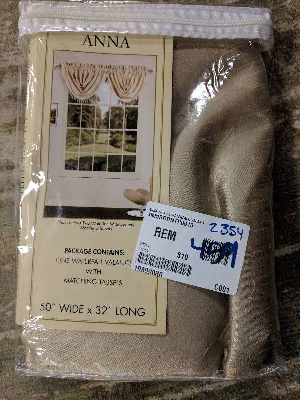 lot 459 image: United Anna 50 x 32 Waterfall Valance - Taupe