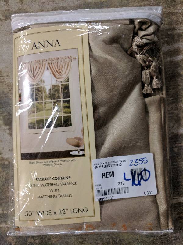 lot 460 image: United Anna 50 x 32 Waterfall Valance - Taupe