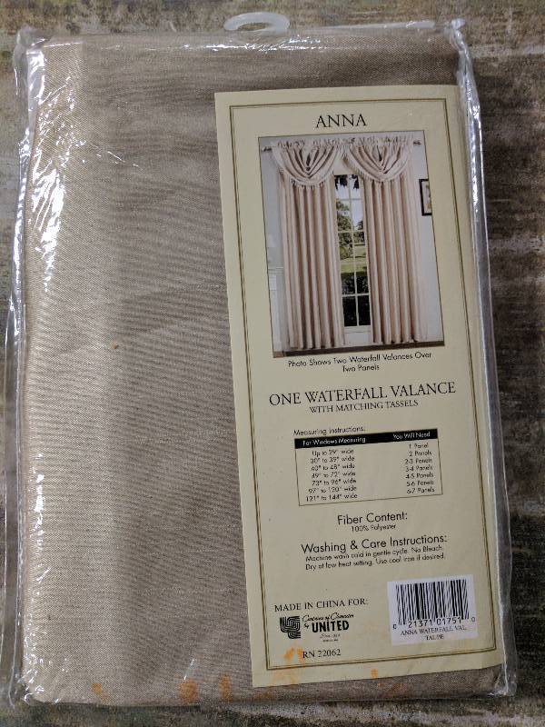 lot 461 image: United Anna 50 x 32 Waterfall Valance - Taupe