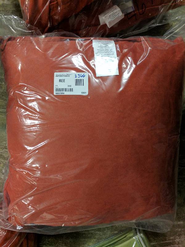 lot 468 image: Pair of Suede-Look 22 Decorative Pillows - Tangerine