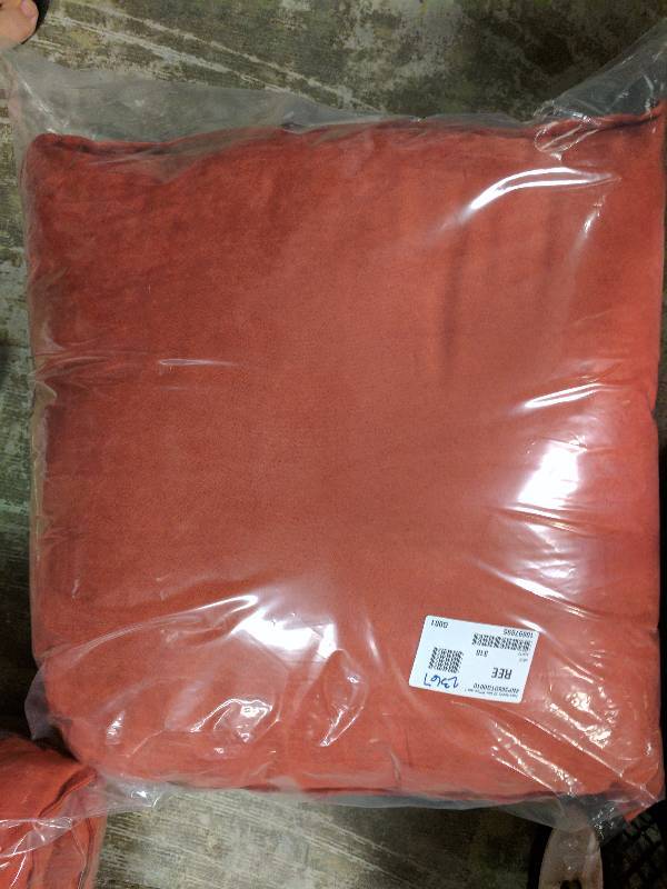 lot 469 image: Pair of Suede-Look 22 Decorative Pillows - Tangerine