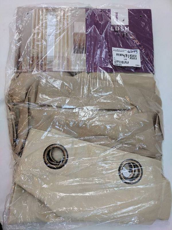 lot 471 image: Prima Colorblock 108 in x 84 in Panel Pair - Ivory-Taupe