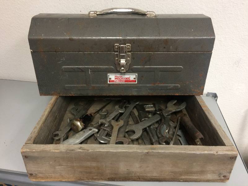 lot 55 image: Vintage Toolbox and Tools