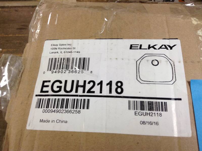 Elkay Elumina Undermount Stainless Steel 24 in. Single Bowl Kitchen Sink in Satin Model#  EGUH2118 open box never used