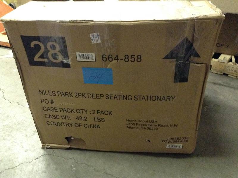 Hampton Bay Niles Park Patio Lounge Chairs with Cashew Cushions (2-Pack) open box never used