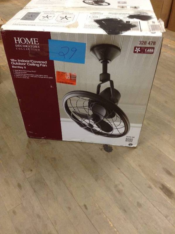 Home Decorators Collection Bentley II 18 in. Outdoor Natural Iron Oscillating Ceiling Fan with Wall Control Model#  AL14-NI open box never used